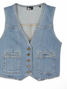 NWT The Kooples Light Blue Denim Vest - Women's Sleeveless Jean Vest medium